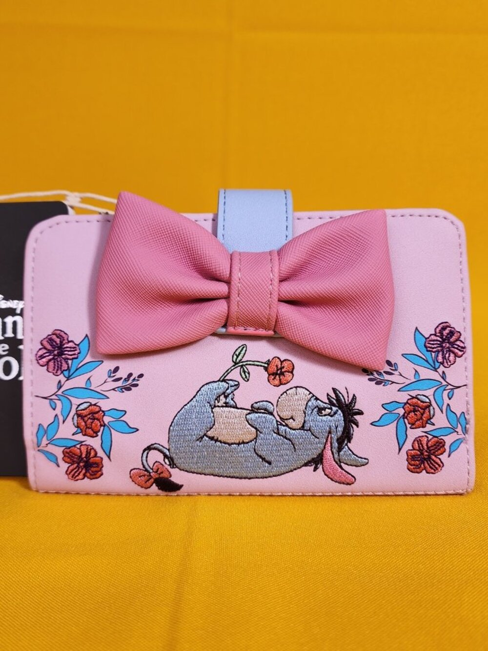 Loungefly Disney Winnie the Pooh Eeyore Bow Floral Embroidered Flap Wallet NEW